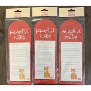 Magnetic Notepads Cat Design Set of 3 Fridge Grocery List Pads 4x11 New